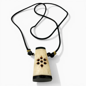 Hand Carved Bone Pendant Necklace, Rustic Essential Oil Diffuser, Boho Tribal